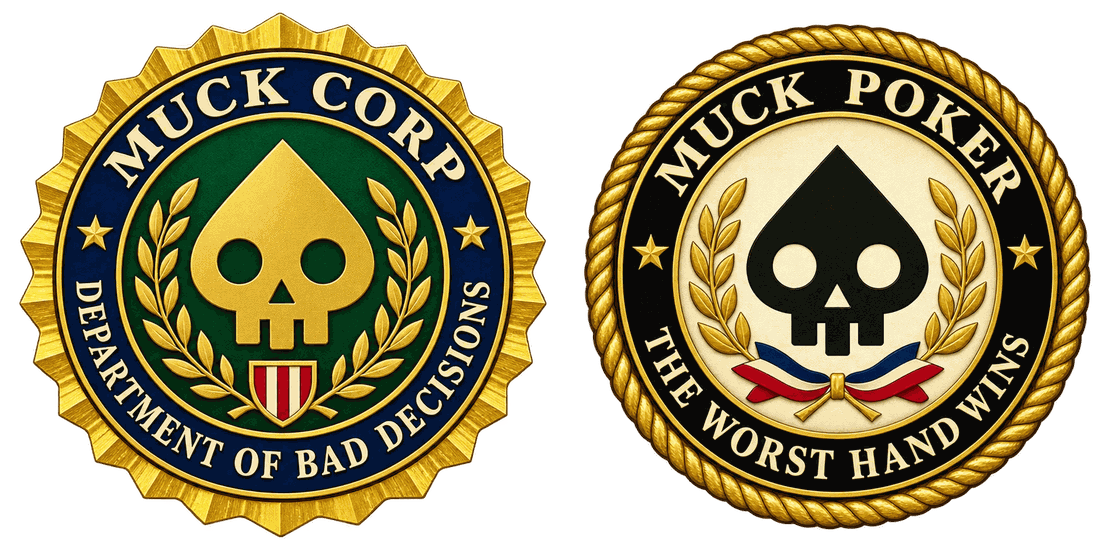 Seals of the Muck Corp Department of Bad Decisions and Muck Poker